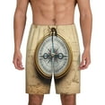 thumbnail image 1 of Fotbe Magnetic Old Compass On World Map Pantalones Cortos de Pijama para Hombre, Ropa de Dormir, Pantalones de Pijama Cortos para Hombre-4X-Large, 1 of 6