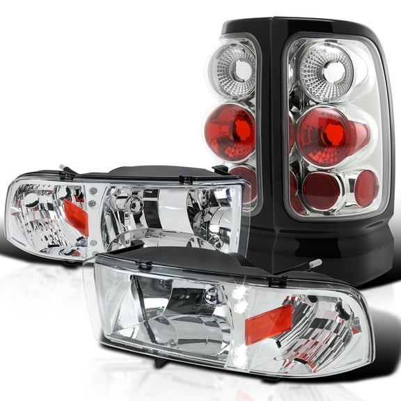 Spec-D Tuning LED Head Lights   Chrome/ Clear Tail Brake Lamps Compatible with 1994-2001 Dodge Ram 1500/2500/3500 Left   Right Pair
