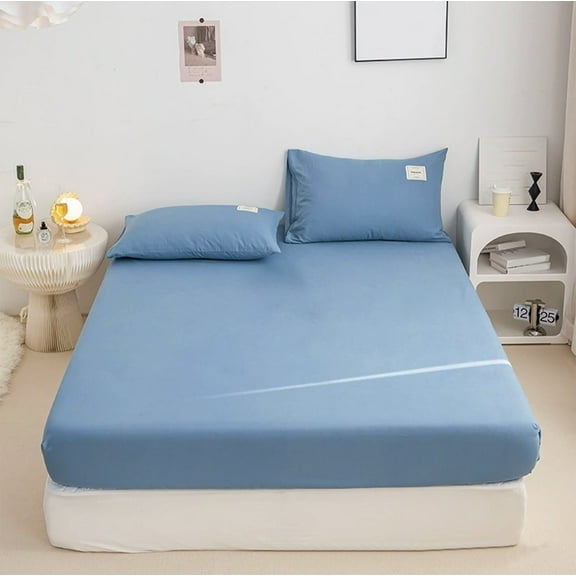 Btomtd Soft Fitted Sheets Non Slip Mattress Cover Bed Sheets Offer Complete Protection Queen Sheets Easy to Use, 78.74'x59.05', Sky Blue-S