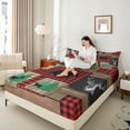 thumbnail image 4 of Manfei Wildlife Moose Bear Twin Sheet Sets for Men, Rustic Farmhouse Cabin Twin Fitted Sheet, Buffalo Plaid Patchwork Flat Sheet, Lightweight Room Decor, 3-Piece, 4 of 7