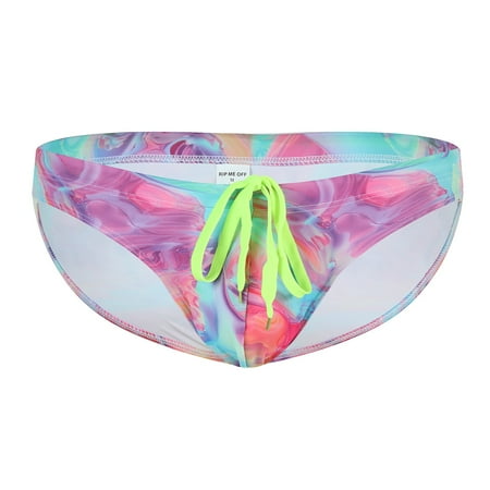 

Knosfe Men s Printed Swimming Trunks Bikini Briefs Sexy Soft Underwear L