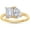 Yellow, variant on 925 Sterling Silver 14K Rose Gold Plating Emerald Shape & Pear Cut Toi Et Moi 2-Stone Engagement Anniversary Promise Ring For Women