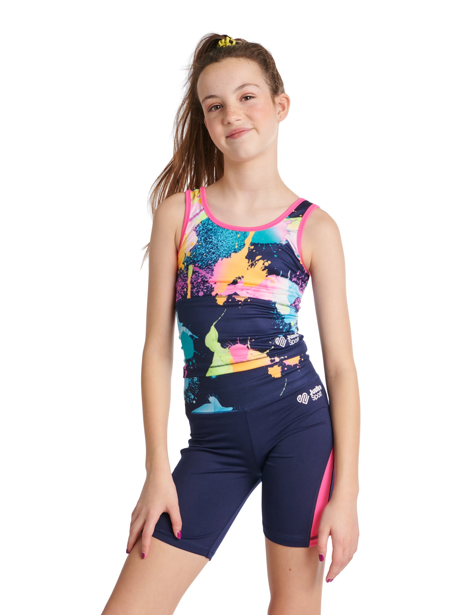 Justice Girls J-Sport Longline and Bike Short Active Outfit Set, Sizes ...