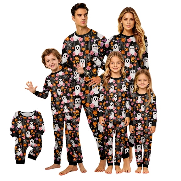 2026 Matching Family Halloween Pajamas Set, Fall Sleepwear, Ghost & Pumpkin Printed Holiday Sleepwear, Soft Loungewear PJs Outfit