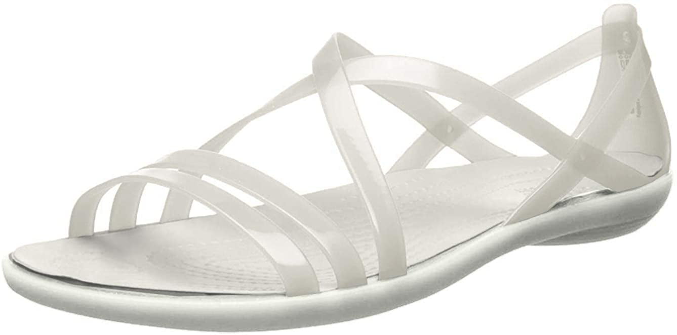 Crocs Women's Isabella Strappy Sandal Flat, Oyster/Pearl White, 4 M US ...