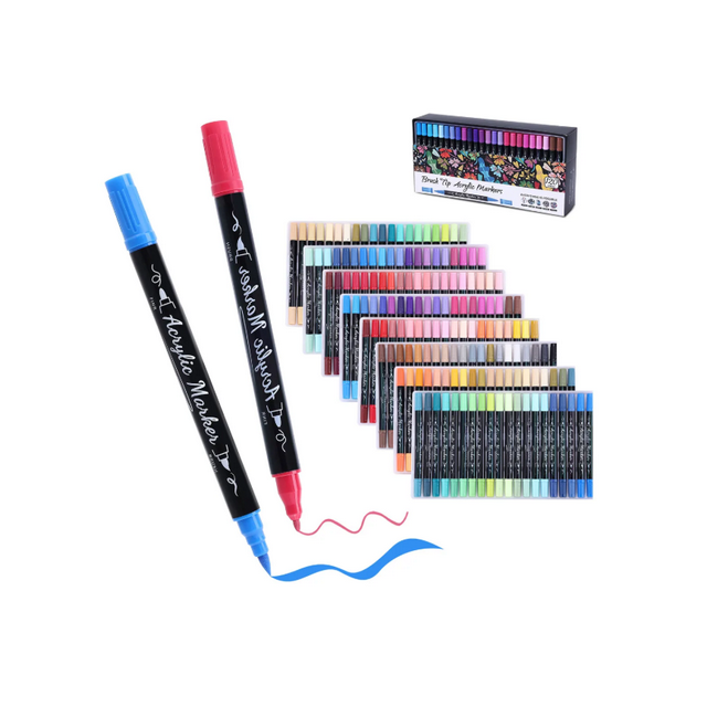 120 Colores Marcadores Plumones Xtellar Acrilico Punta Pincel Kit