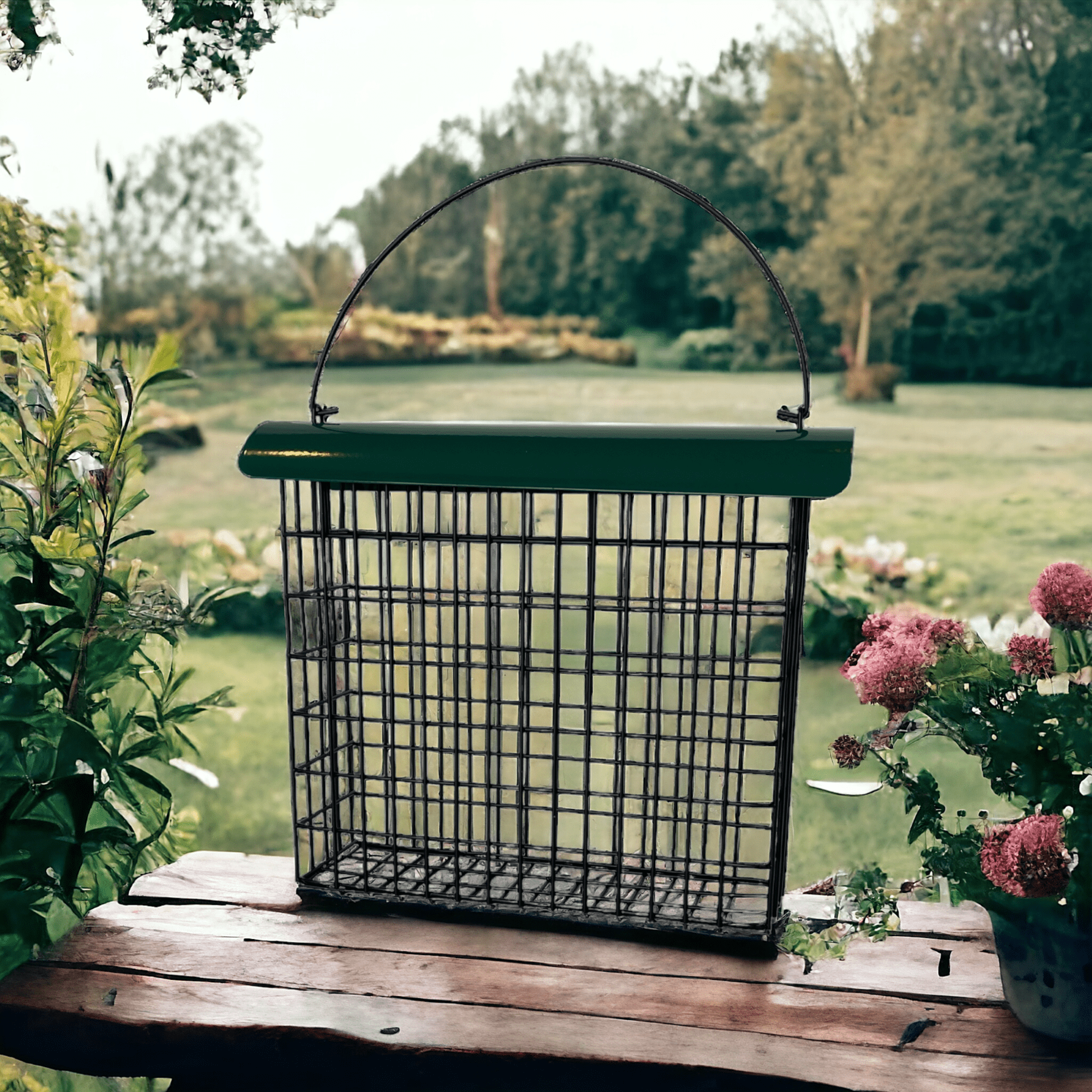 Backyard Essentials Large Suet Feeder Metal Bird Feeder Holds One Large Suet Cake