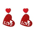 thumbnail image 2 of Valentine's Day Heart Earrings for Women Romantic Red Plastic Dangle Earrings Fashion Jewelry Gifts for Her Lightweight Holiday Accessories, 2 of 5