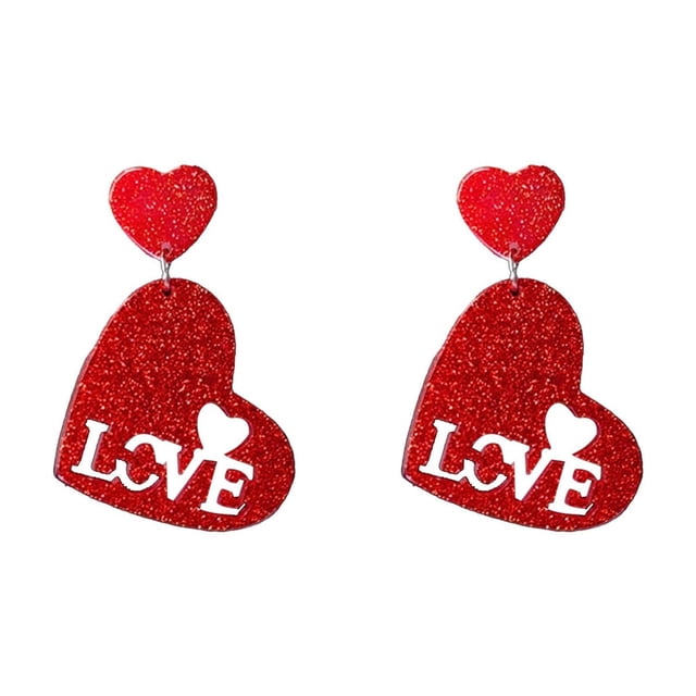Eoozwa Boucles d'Oreilles Cœur de la Saint-Valentin Rouges en Plastique Légères pour Dîner Romantique Rendez-Vous Bijoux de Mode Cadeau