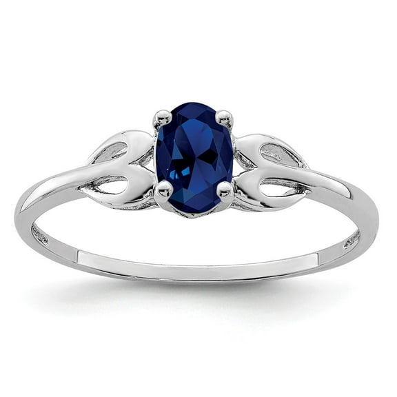 925 Sterling Silver Rhodium-plated Created Sapphire Ring Size: 5; for Adults and Teens; for Women and Men