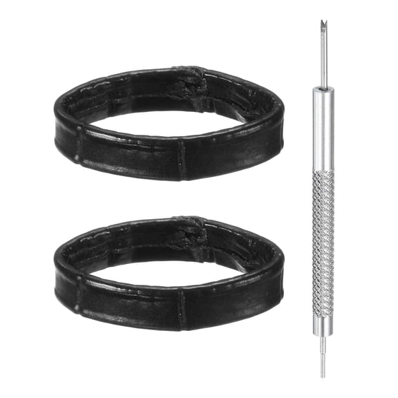 Uxcell 2pcs Leather Watch Band Loops 20mm Replacement Watch Band Keeper Watch Strap Holder Retainer Wristwatch Strap Fastener Rings, Black