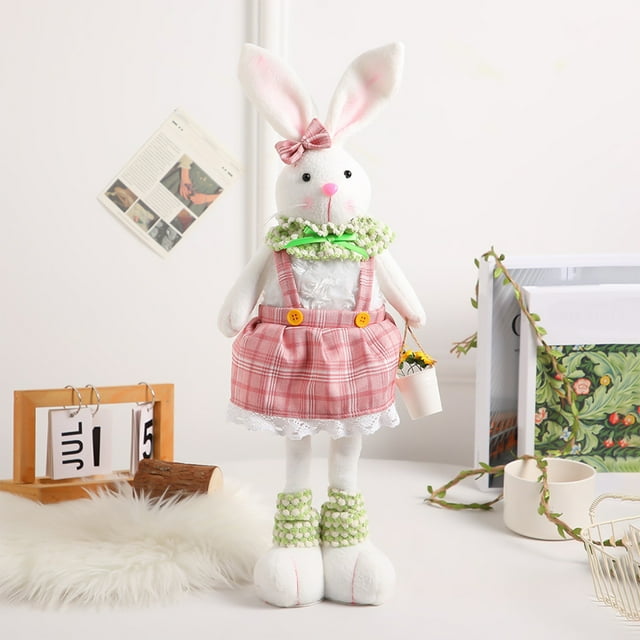 Juguete de peluche conejito de peluche | Conejo de orejas caídas lindo y suave | 17.7"x9.4" | Rosa caqui | Regalo de cumpleaños de Pascua para niños | 100% Poliéster | Lavable | Decoración de la
