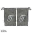 thumbnail image 2 of Monogrammed Hand Towel, Personalized Gift, 16 x 30 Inches - Set of 2 - Silver Embroidered Towel - Extra Absorbent 100% Turkish Cotton- Soft Terry Finish - for Bathroom, Kitchen and Spa- Script F Gray, 2 of 2