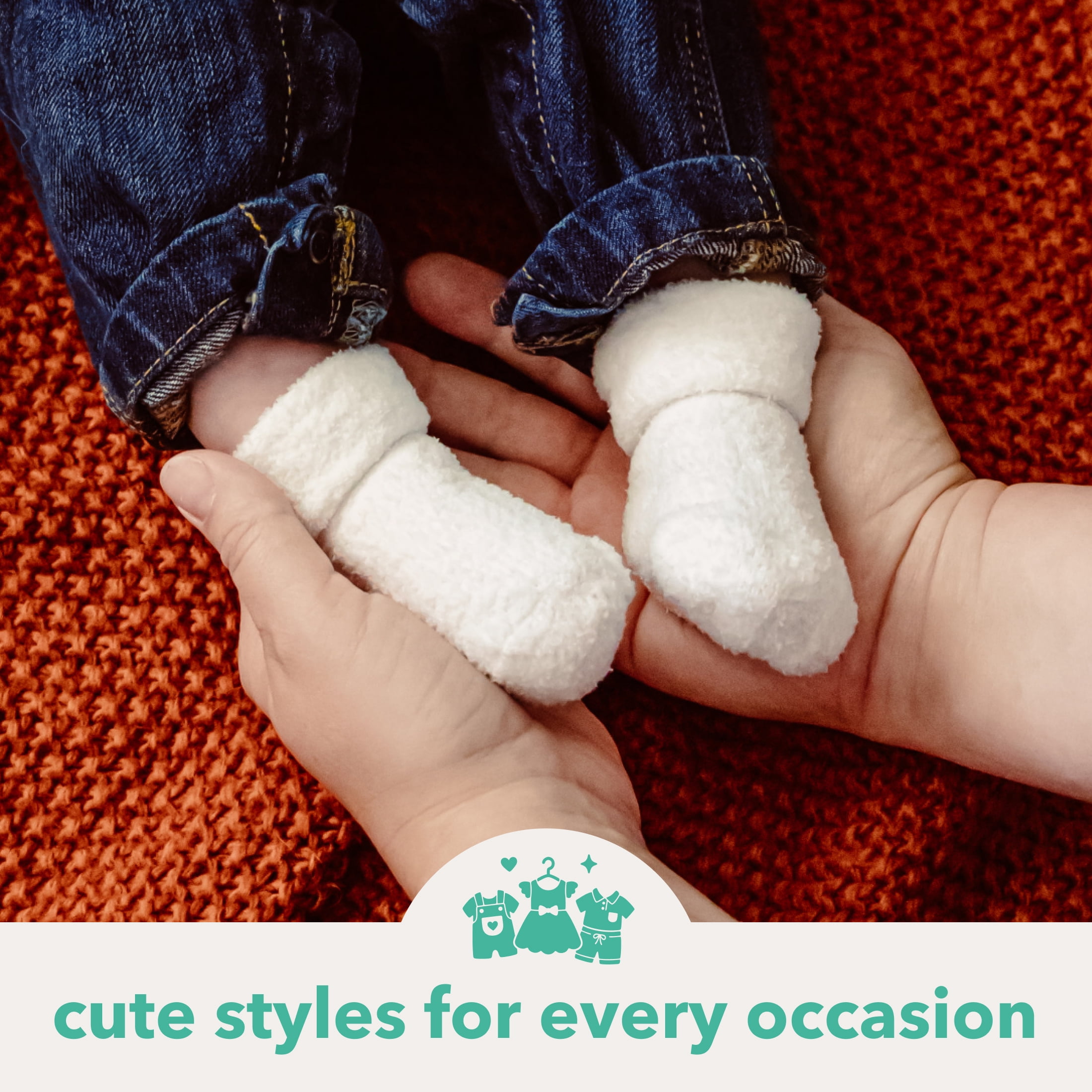 Carter's Child of Mine Infant Unisex Chenille Foldover Cuff Socks, 3 Packs, Size Newborn