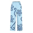 thumbnail image 5 of Edvintorg Womens Pants Floral Printed Elastic Waisted Loose Casual Trouser with Trouser Loungewear for Women Plus Size Fashion Clothing Blue XL, 5 of 5
