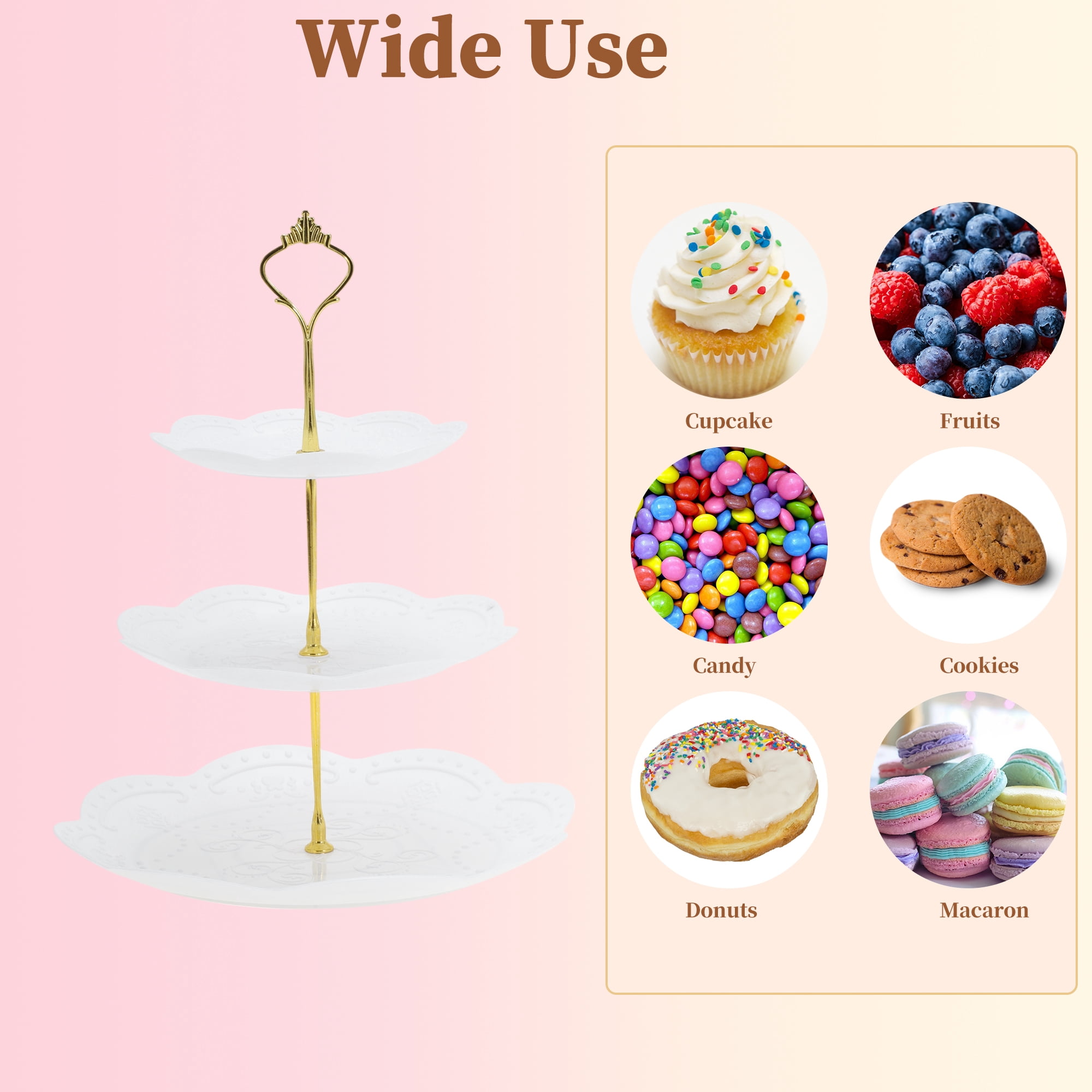 Unique Bargains 3 Tier Dessert Cupcake Stand Holder Round Cup Cake Tower1