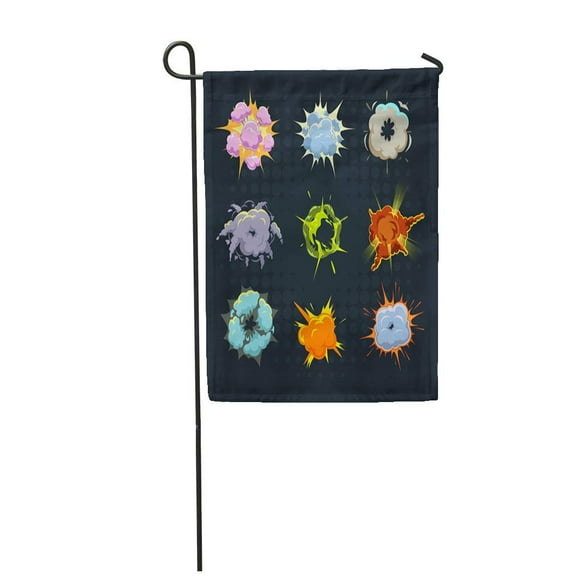 POGLIP Game Cool Explosions on Dark Comic Bang Cartoon Garden Flag Decorative Flag House Banner 12x18 inch