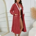 thumbnail image 6 of Hauaitttt Women Coral Velvet Mid Length Nightgown Color Contrast Home Bathrobe Coat Tie Women Womens Robes Full Length Womens Robes with Zipper Size 4x Long Hooded Robes for Women Zipper Women s, 6 of 8