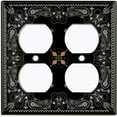 thumbnail image 3 of Metal Light Switch Plate Cover Elegant Black Mandala Floral Rug Tile Pattern TIL074, 3 of 13
