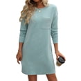 thumbnail image 2 of Kaemgyyd Womens T Shirt Dress Fall Casual Crew Neck Mini Dresses with Pocket Loose Long Sleeve Tunic Dress, 2 of 6