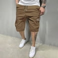 thumbnail image 5 of Homeyce Long Cargo Shorts for Men Knee Length Elastic Waist Shorts Long Capri Below the Knee Big and Tall Cargo Short Pants Multi-Pocket Quick Dry Hiking Summer Casual Capri Pants,Brown 2XL, 5 of 6