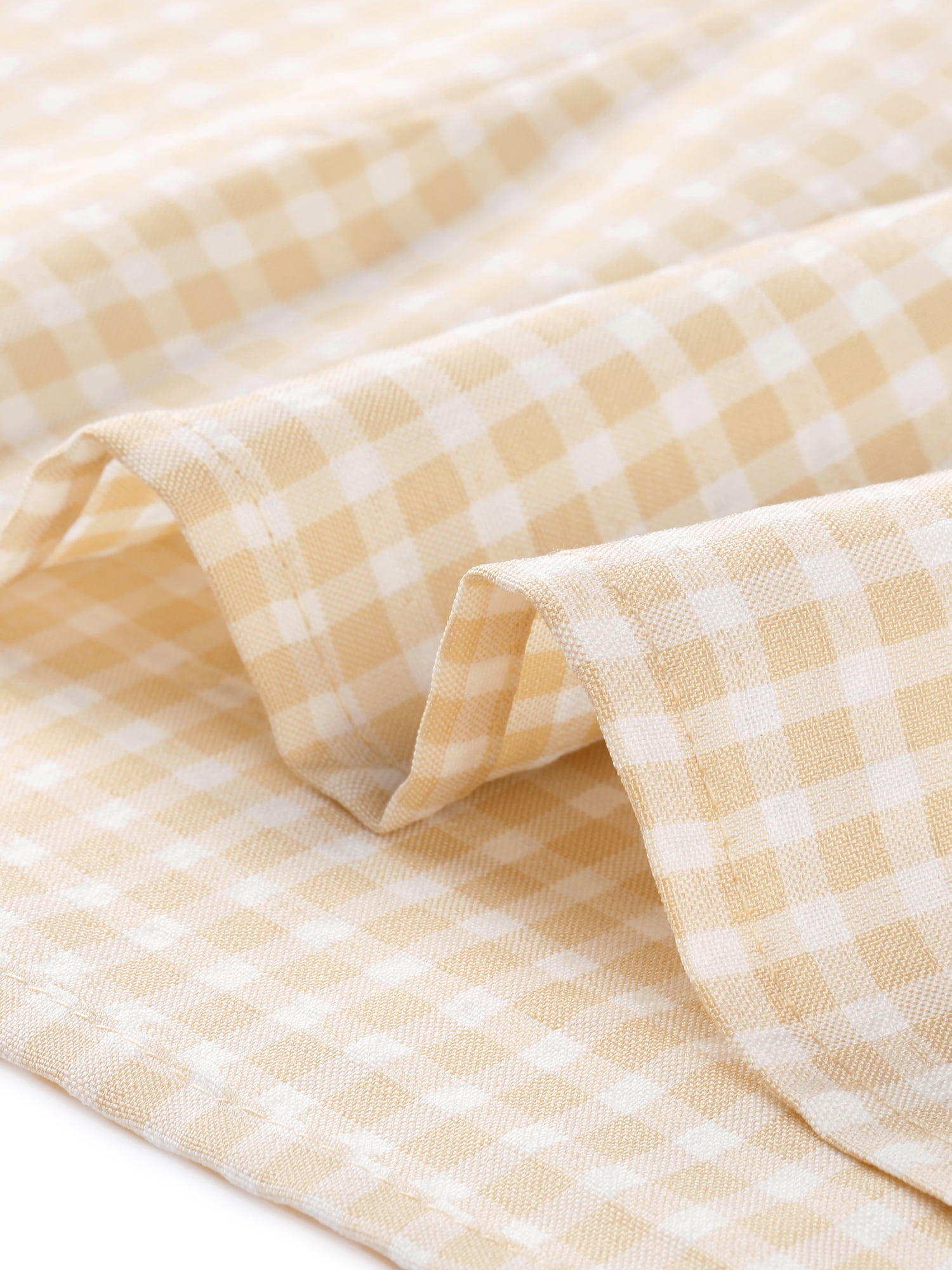 DARING DIVA Short Sleeve Casual Checked Top S Light Yellow
