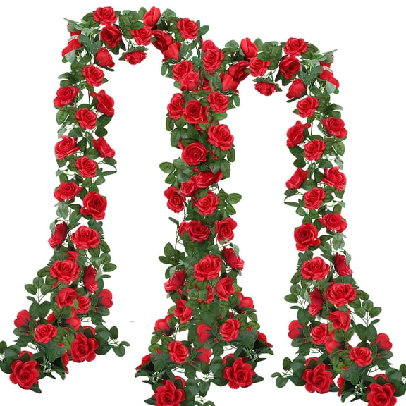 Artificial Rose Vine 16FT Fake Rose Garlands Hanging Flower for Wedding Home Valentine's Day Party Arch Garden Decoration 2PCS