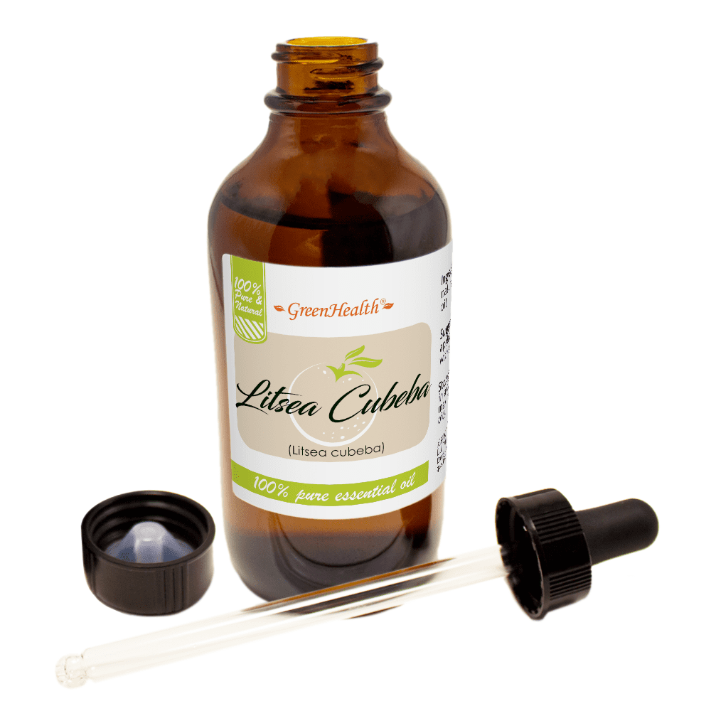 GreenHealth Litsea Cubeba Essential Oil 4 fl oz Glass Bottle with Glass Dropper
