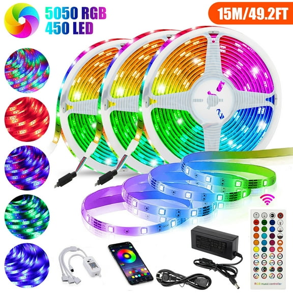 LED Strip Lights,49.2ft LED Light Strip with Remote,Ultra-Long Music Sync WIFI APP Control Color Changing Light Strip, RGB LED Strip Lights for Bedroom Home Kitchen Decoration