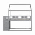thumbnail image 6 of Bellemave Bunk Bed with Storage Drawers, Twin Over Twin Low Bunk Bed with Shelves, Wood House Floor Bunk Beds with Safety Guardrail and Ladder, Space Saving for Dormitory and Bedroom（Gray), 6 of 8