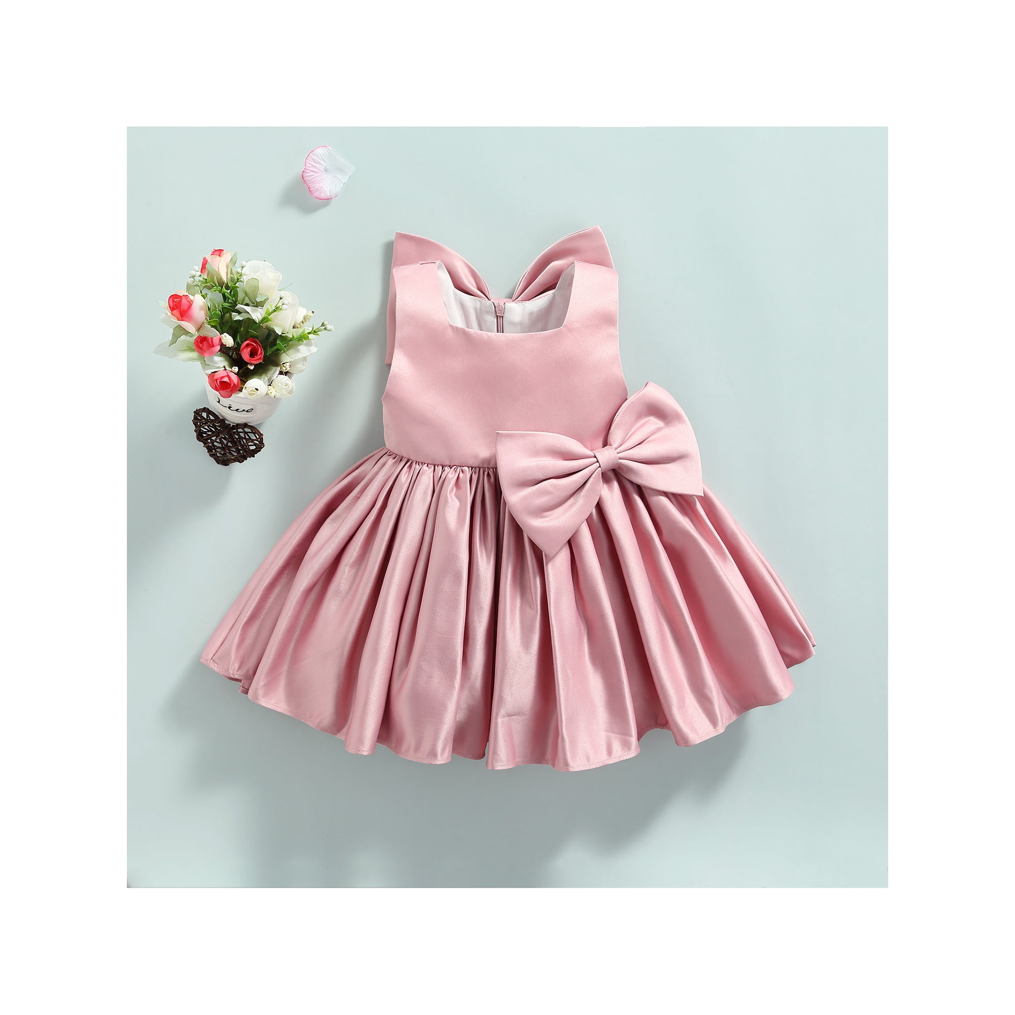 Xingqing Robe Formelle en Satin pour Bébé Fille Nœud Princesse