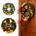 thumbnail image 2 of 15.74 Inch Christmas Wreath for Front Door, Xmas Home Wall Windows Outdoor, Farmhouse Xmas Wreath Decorated with Berries, Artificial Flowers and Hanging Balls Colorful Ornaments, 2 of 6