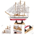 thumbnail image 3 of Wooden Sailboat Ornament Mediterranean Style Sailboat Model Wooden Craft Home Table Decoration (Random Color and Letters), 3 of 8