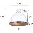 thumbnail image 2 of Glass Dessert Dome with Wood Base,Mini Cake Stand,Cake Plate Wooden Plates with Dome,Fruit Display Server Tray for Kitchen,Wedding,Appetizer Dessert and Cheese Serving Stand (Round-3.25"), 2 of 4