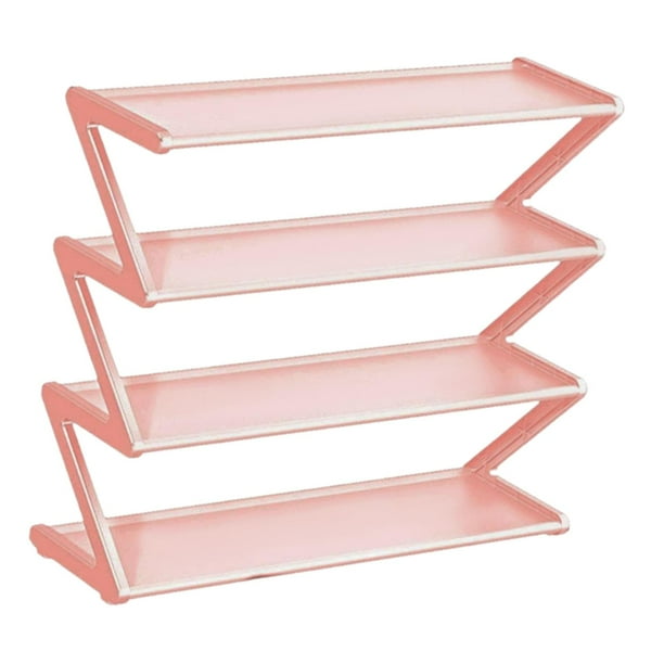 Zapatero portátil de 4 niveles, organizador de zapatos para el hogar, sala de estar, dormitorio, cocina, RV rosa L