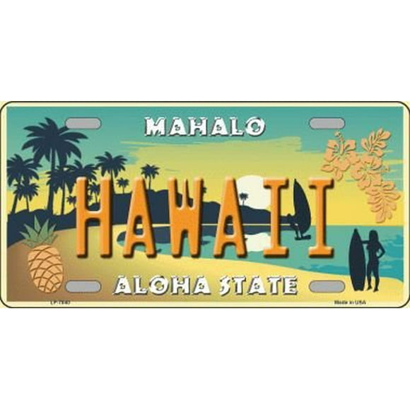 Smart Blonde LP-7840 Hawaii Pineapple Background Novelty Metal License Plate