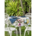 thumbnail image 2 of Outdoor Tablecloth with Umbrella Hole and Zipper, Easter Bunny Round Table Cloth 54 Inch Waterproof Tablecloth, Spring Daisy Flower Colorful Eggs White Wooden Picnic Table Cover for Patio Camping, 2 of 7