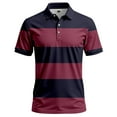 thumbnail image 3 of Mens Polo Shirt Golf Striped Button Up Collared Breathable Short Sleeved Top Performance Stretch Athletic Regular Mens Shirts, 3 of 5