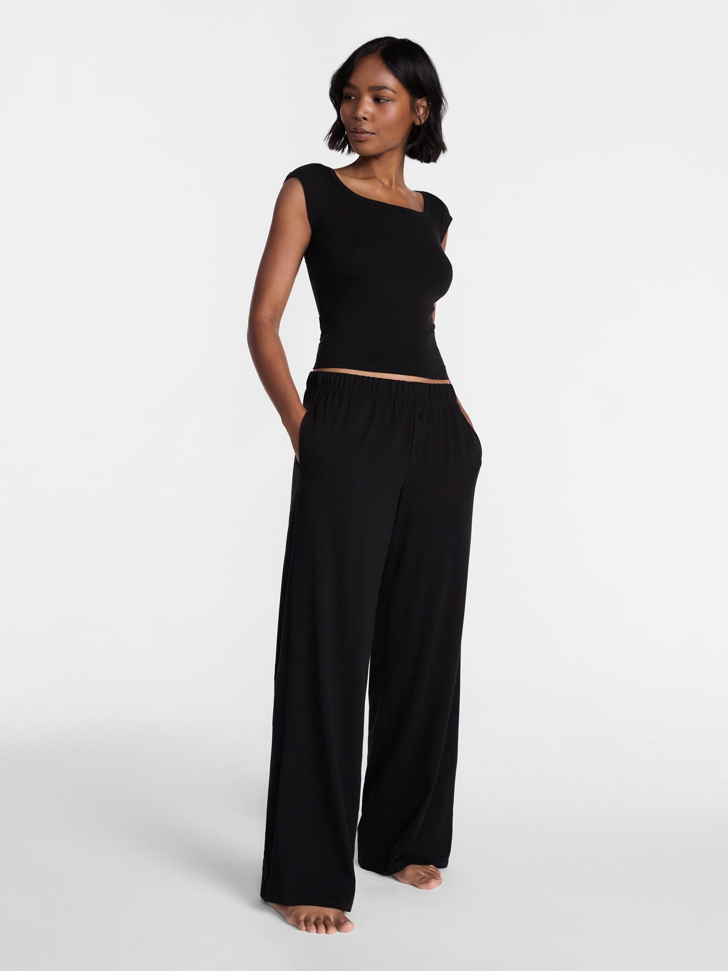 No Boundaries Cloud Core Sleepwear Scoop Neck Top, Women's XXS-3X