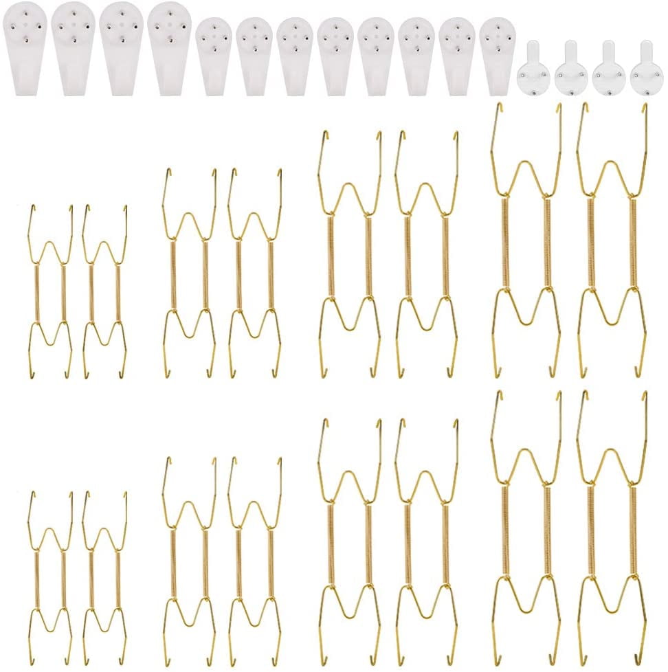 Crafts and Art OFNMY 16-Pack Plate Hangers Wall Plate Hangers Invisible Plate Hangers Decorative Wire Plate Holders with 16 Pcs Wall Hooks for Decorative Plates 6/8/10/12 Inch 