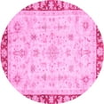 thumbnail image 1 of Ahgly Company Indoor Round Abstract Pink Modern Area Rugs, 5' Round, 1 of 4