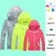 thumbnail image 5 of Mujeres Hombres adolescentes niños secado rápido ultrafino ultraligero protector solar UV UPF40 + chaqueta ciclismo correr Camping abrigo piel cortavientos, 5 of 5