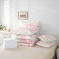 thumbnail image 5 of Manfei Princess Ribbon Child Bedding Comforter Set 7 Pieces, Spring Pink Rose Floral Full Bedding Set, Vintage Western Fashion Reversible Fitted Sheet Flat Sheet, Microfiber Bedroom Decor, 5 of 7