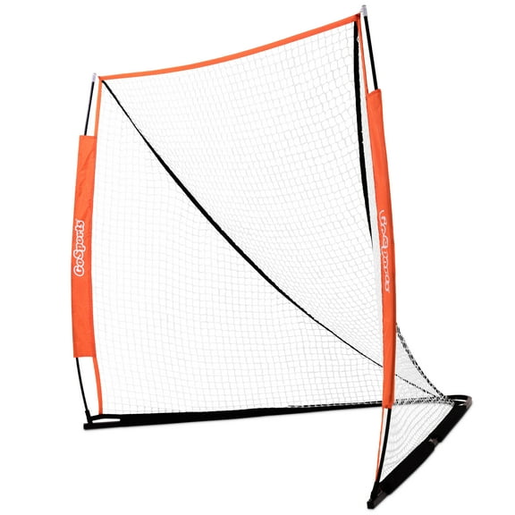 GoSports Regulation Size 6' x 6' Portable Lacrosse Net - Bow Style Frame with Carrying Case
