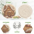 thumbnail image 4 of Gingerbread House Cookies Trees 6 Pcs Drink Coasters with Holder Absorbent Coasters Woven Coasters for Drinks Table Desk Protection Home Decor, 4 of 7