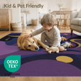 thumbnail image 4 of ODIKA 9'x12' Washable Area Rug Purple Gold Abstract Celestial Waves Design Elegant Swirls and Curves with Golden for Great Room, Indoor Concept, Large Living Low Pile, Flatwoven, 4 of 7