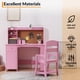 thumbnail image 5 of QinaQin Escritorio infantil con silla, librero, pizarrón de corcho, gabinetes y cajón, mesa de estudio color rosa ideal para niñas y tareas diarias, 5 of 6
