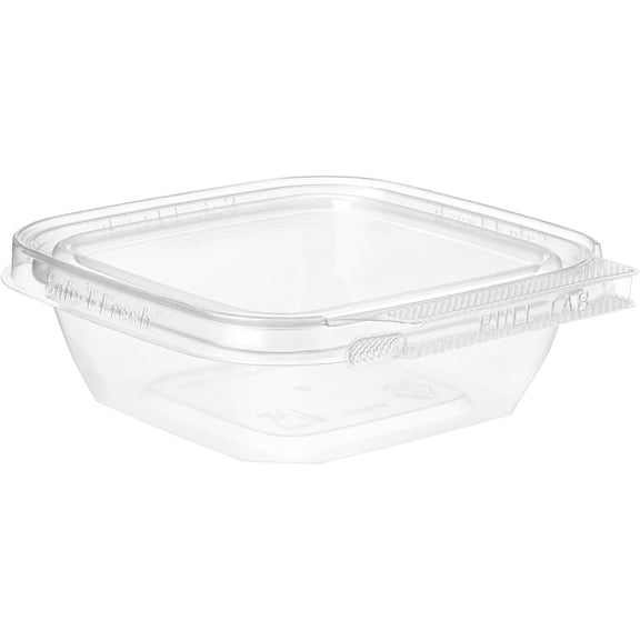 EcoQuality 8oz Square Clear Plastic Clamshell with Tamper Resistant Lids (50)