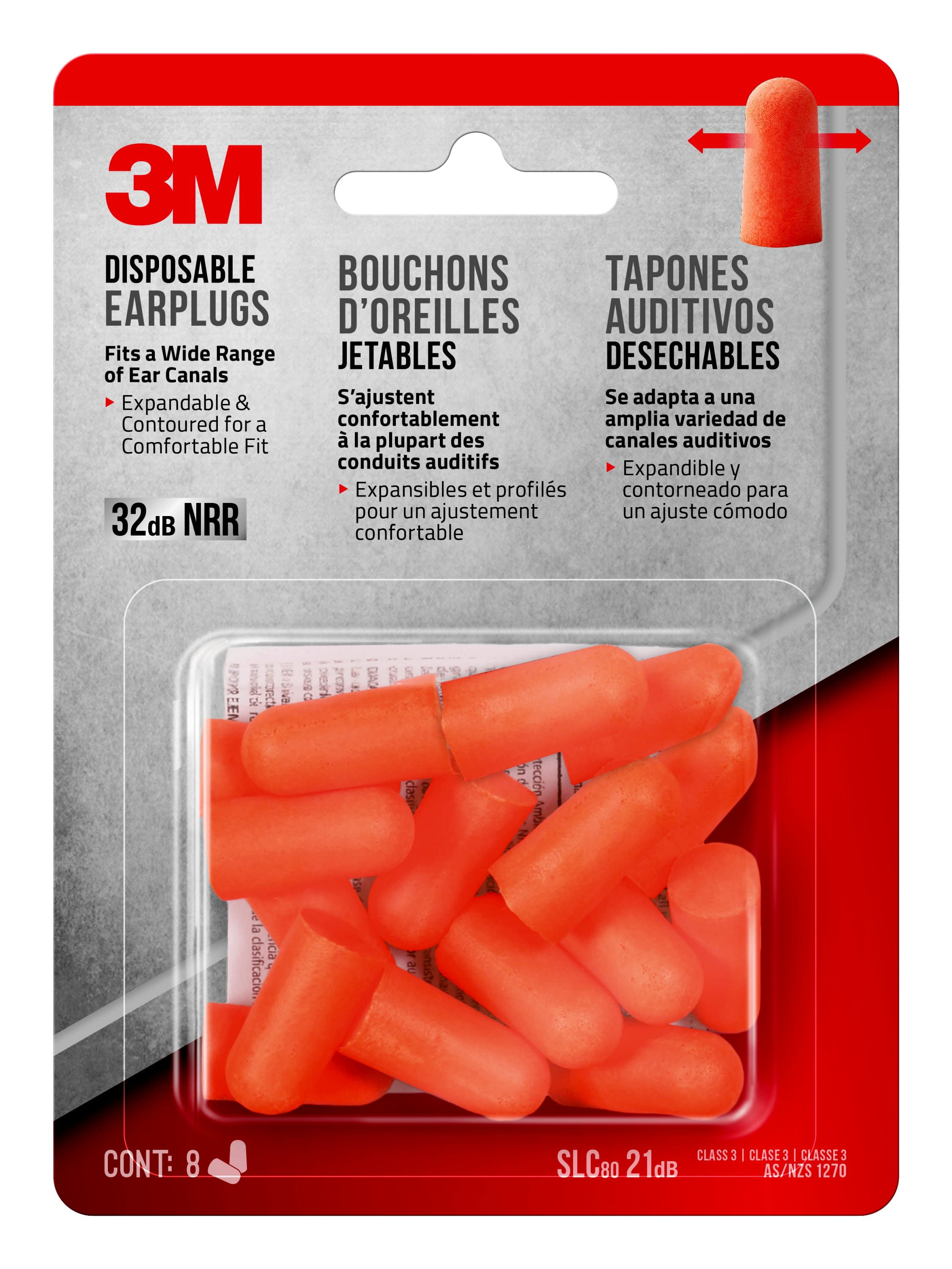 3M Soft Foam Disposable Ear Plugs, Orange, 92077H8-DC, 32 Db, 8 Pair