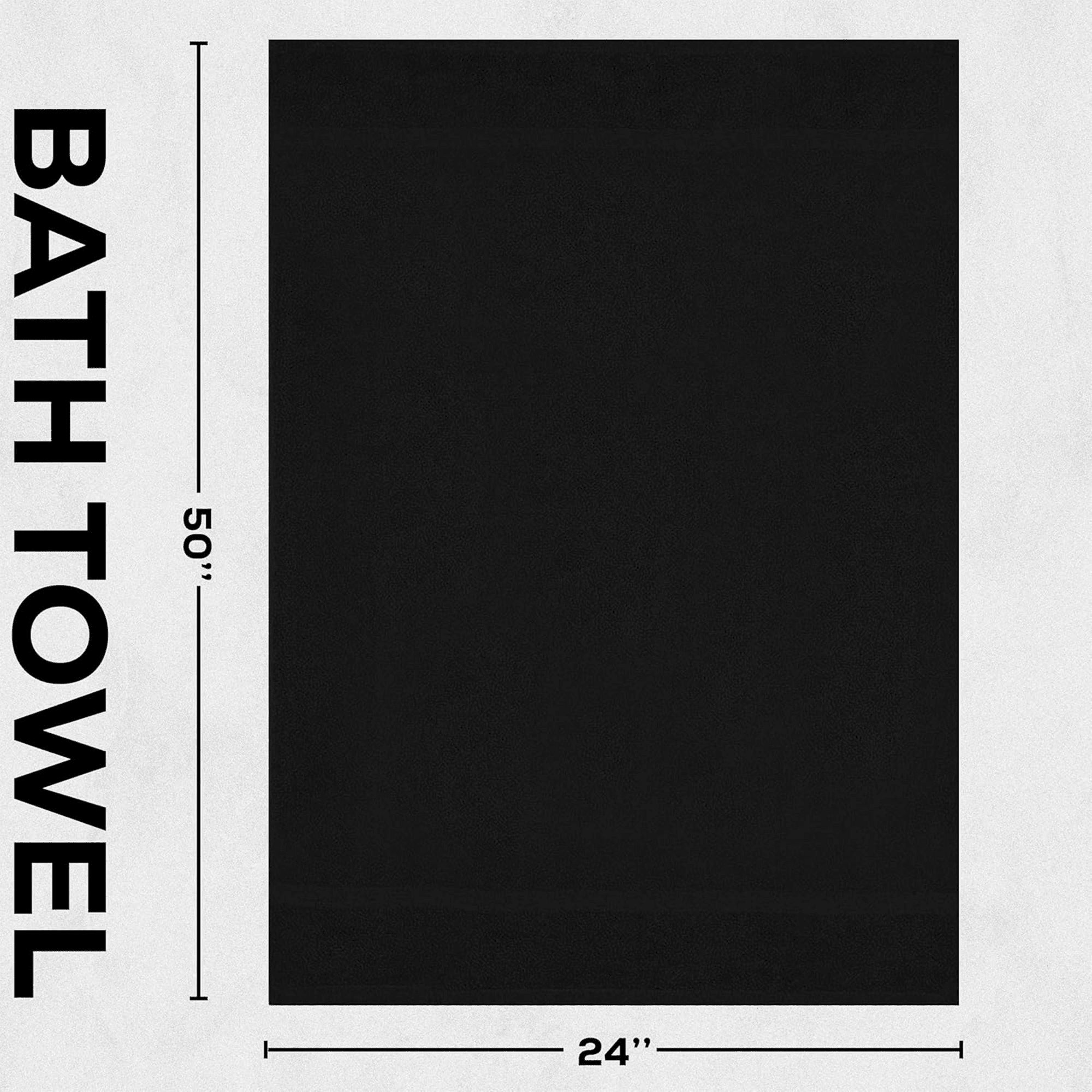 GOLD TEXTILES Premium Bath Towels 24x50 - Black Pack of 6 | Soft, Absorbent, 100% Cotton Towels for Home & Spa